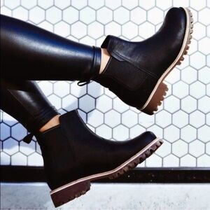 Chaco Black Chelsea Boots with Tan Sole